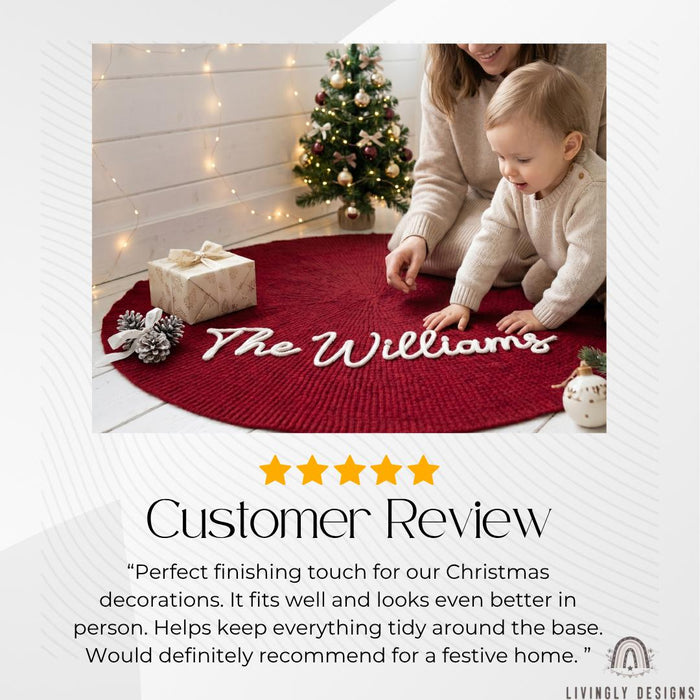 Custom Name Christmas Tree Skirt Holiday Decor