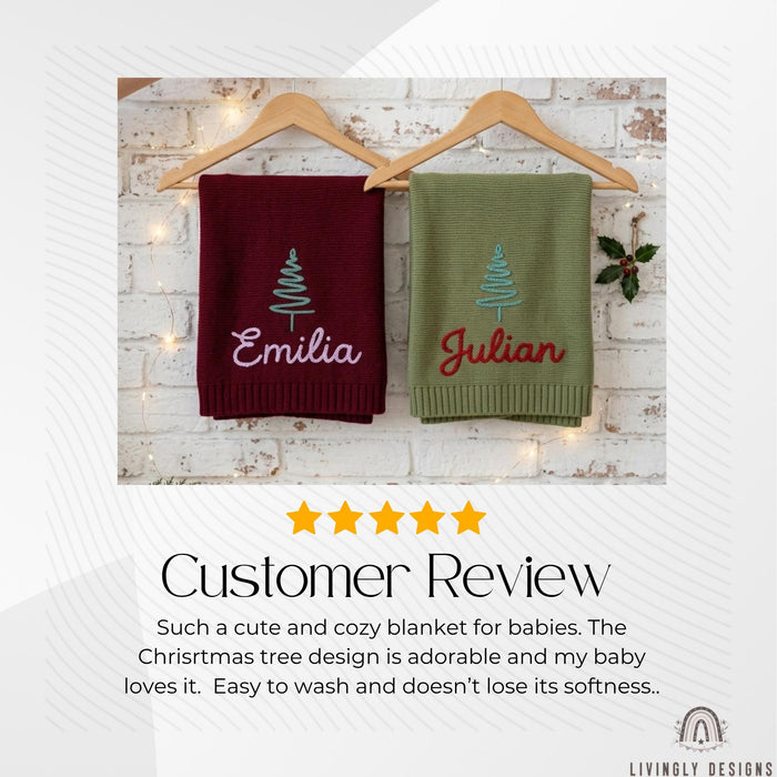 Personalized Holiday Blanket: Custom Squiggle Tree Cozy Throw for Christmas Family Gift