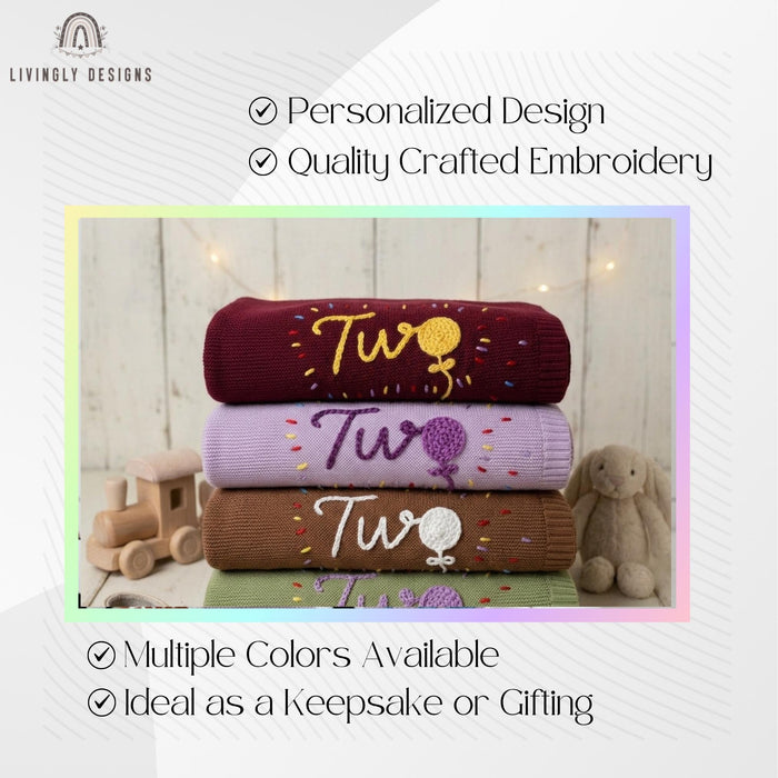 Personalized Kids Cozy Blanket | Soft Custom Name Baby Blanket | Balloon Throw Blanket