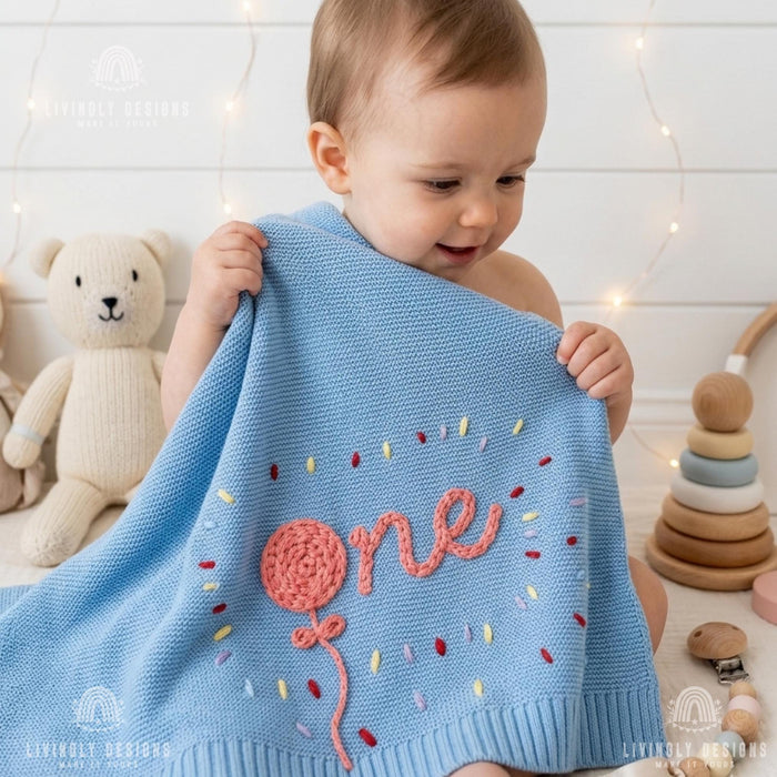 Personalized Kids Cozy Blanket | Soft Custom Name Baby Blanket | Balloon Throw Blanket