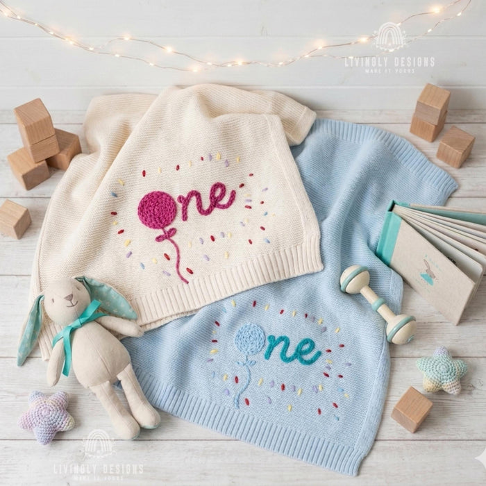 Personalized Kids Cozy Blanket | Soft Custom Name Baby Blanket | Balloon Throw Blanket