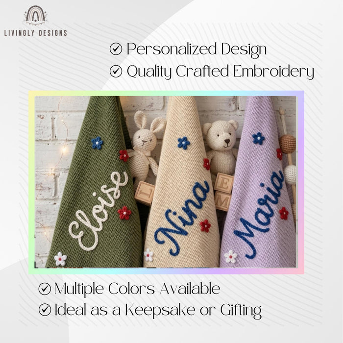 Personalized USA Flower Blanket Home Decor Gift