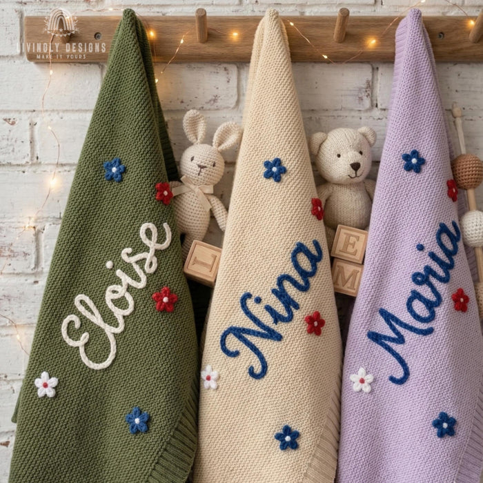 Personalized USA Flower Blanket Home Decor Gift