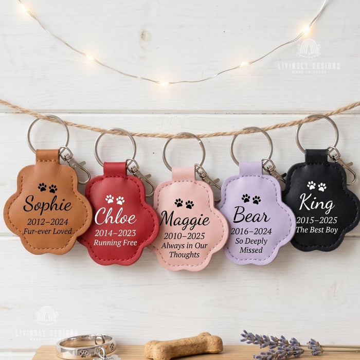 Custom Pet Keepsake Keychain Paw Pendant with Hidden Compartment