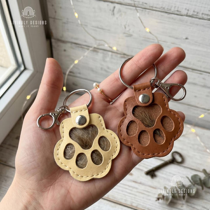 Custom Pet Keepsake Keychain Paw Pendant with Hidden Compartment
