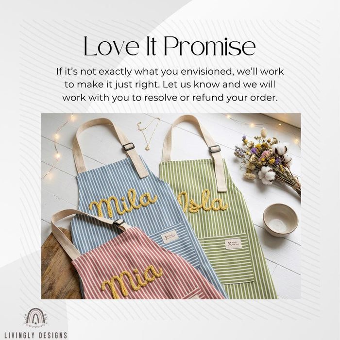 Personalized Chef Apron Elegant Cotton Linen Striped Apron with Name