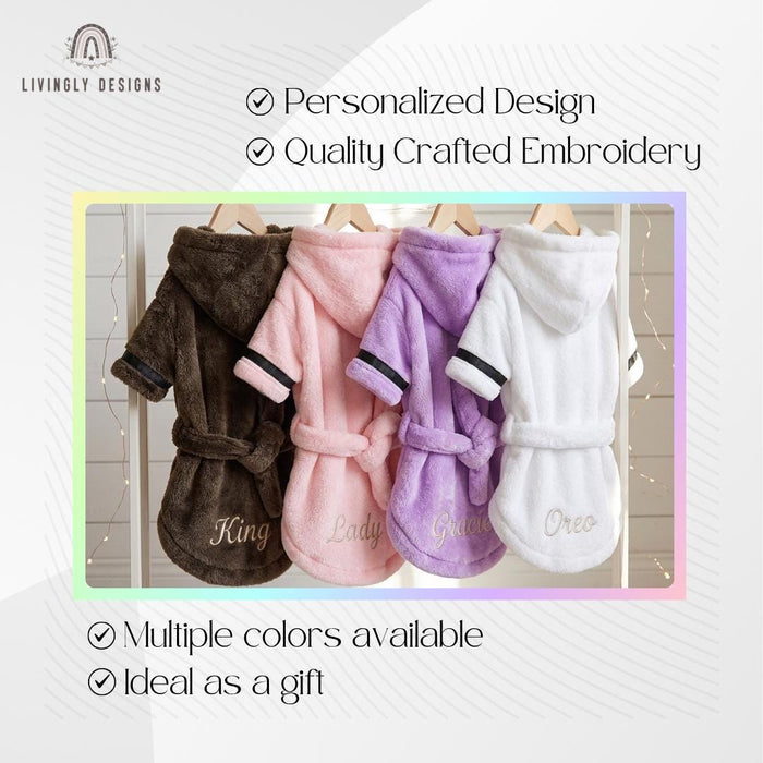 Personalized Name Pet or Dog Towel Wrap Puppy Bathrobe