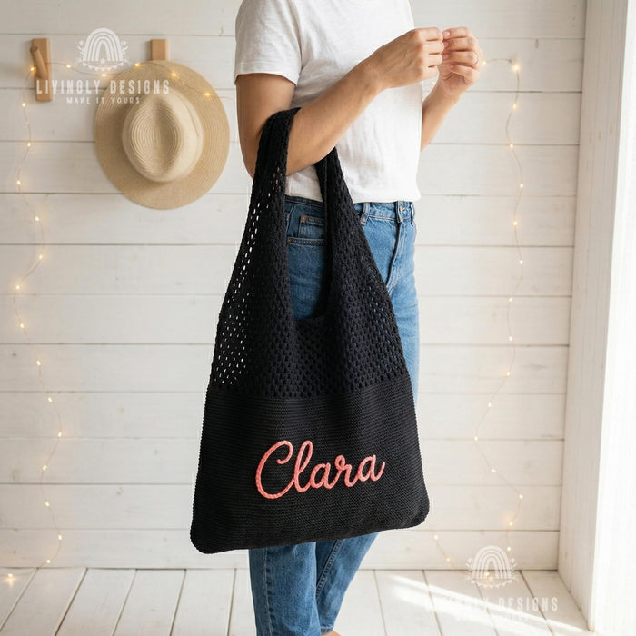 Custom Name Canvas Tote Bag for Work, Shopping & Travel