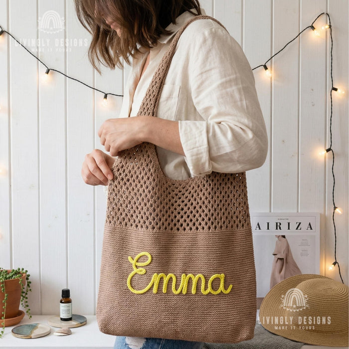 Custom Name Canvas Tote Bag for Work, Shopping & Travel