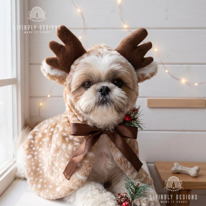 Personalized Reindeer Pet Cloak Winter Cape