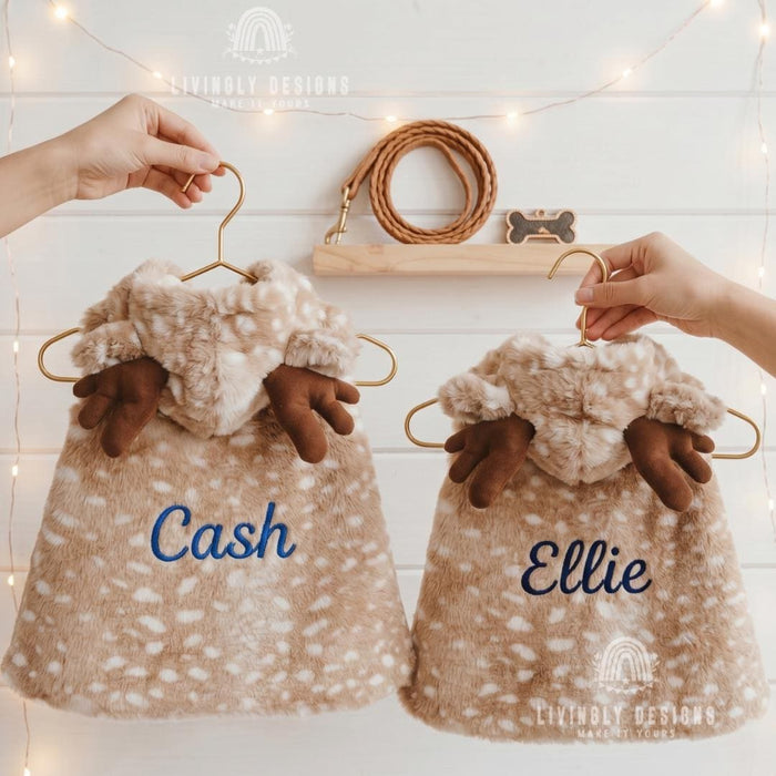 Personalized Reindeer Pet Cloak Winter Cape