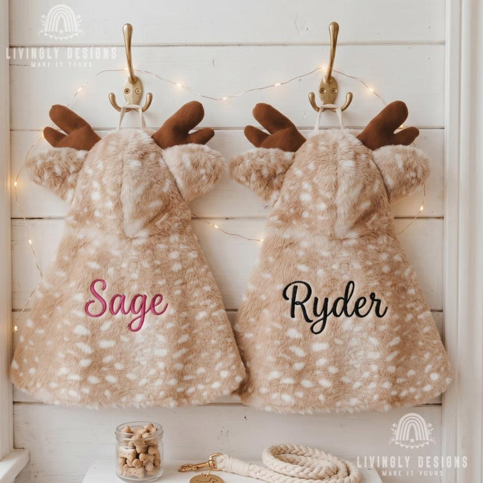 Personalized Reindeer Pet Cloak Winter Cape
