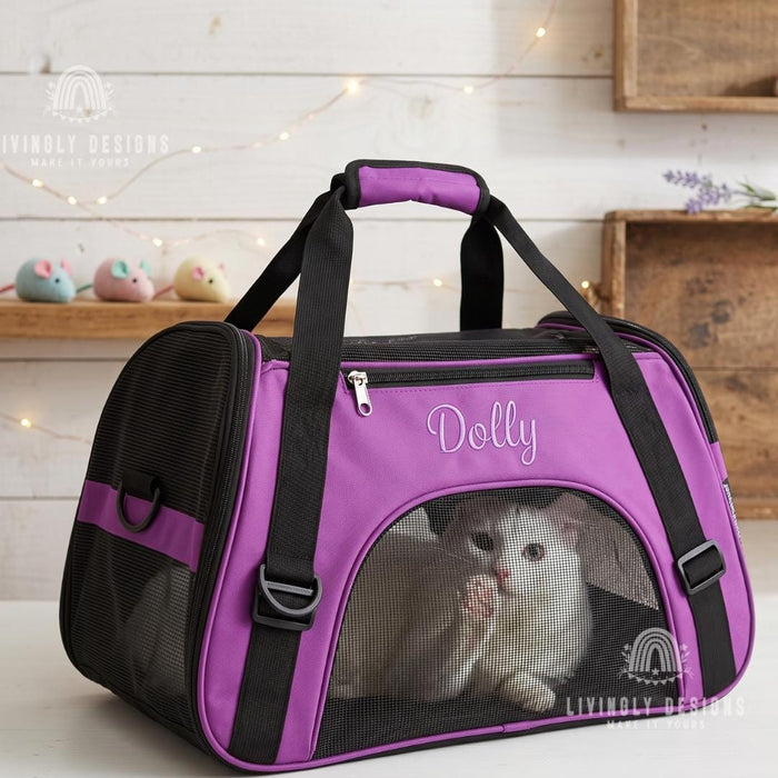 Custom Name Pet Travel Bag Carrier with Mesh Window