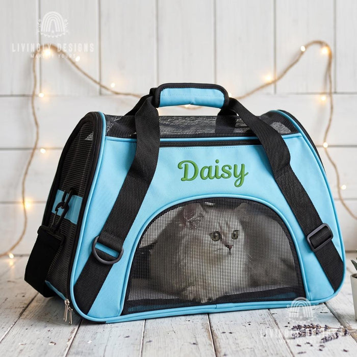 Custom Name Pet Travel Bag Carrier with Mesh Window