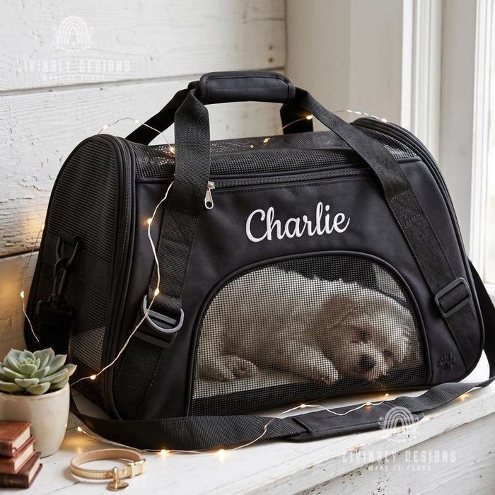 Custom Name Pet Travel Bag Carrier with Mesh Window