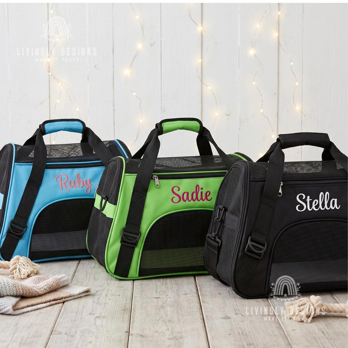 Custom Name Pet Travel Bag Carrier with Mesh Window