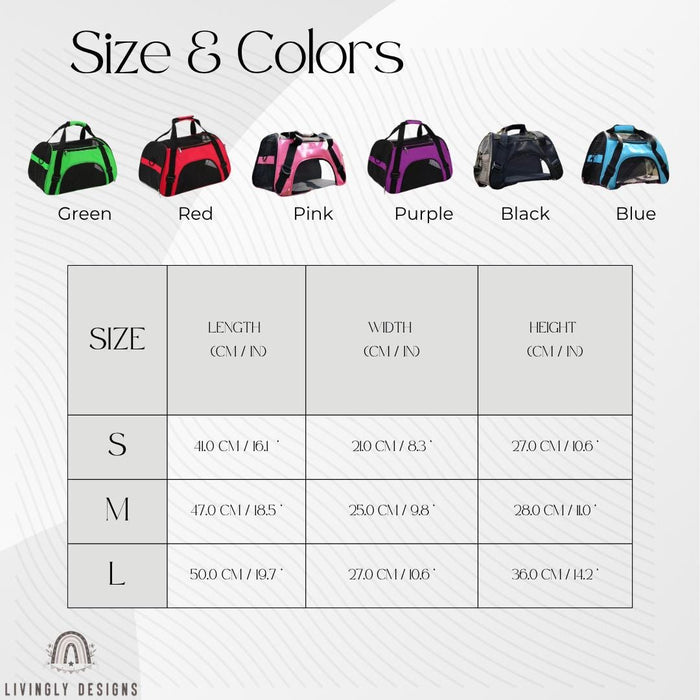 Custom Name Pet Travel Bag Carrier with Mesh Window