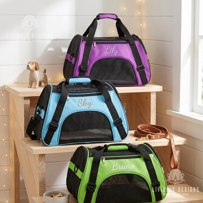 Custom Name Pet Travel Bag Carrier with Mesh Window