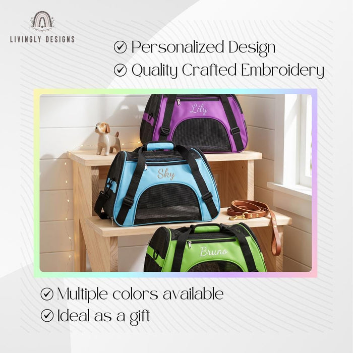 Custom Name Pet Travel Bag Carrier with Mesh Window