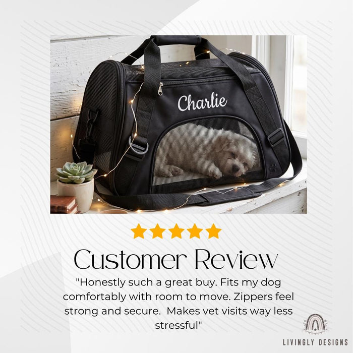 Custom Name Pet Travel Bag Carrier with Mesh Window