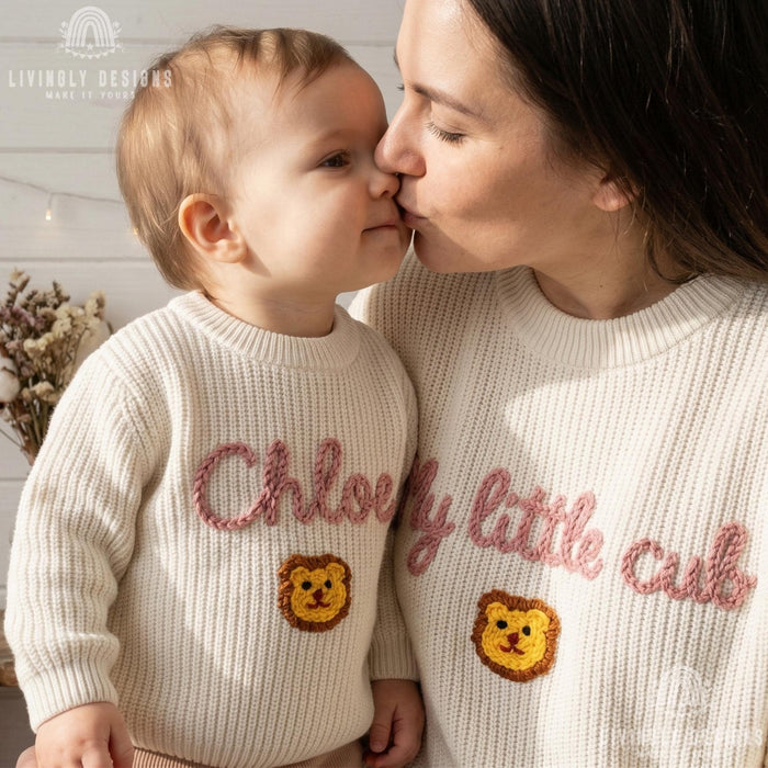 Personalized Mother, Child Matching Sweaters | Custom Mom, Mother's Day Jumper