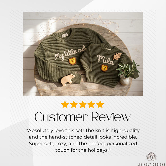 Personalized Father & Child Matching Sweaters | Custom Dad, Father's Day Jumper | Embroidered Family Matching | Custom Name Parent Child