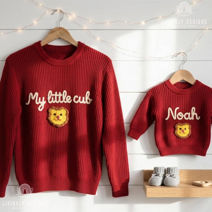 Personalized Father & Child Matching Sweaters | Custom Dad, Father's Day Jumper | Embroidered Family Matching | Custom Name Parent Child