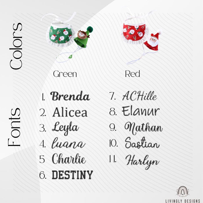 Custom Personalized Pet Cat Dog Christmas Costume Set:  Santa Claus & Reindeer Plush Hat with Lace Bib  Drool Bib