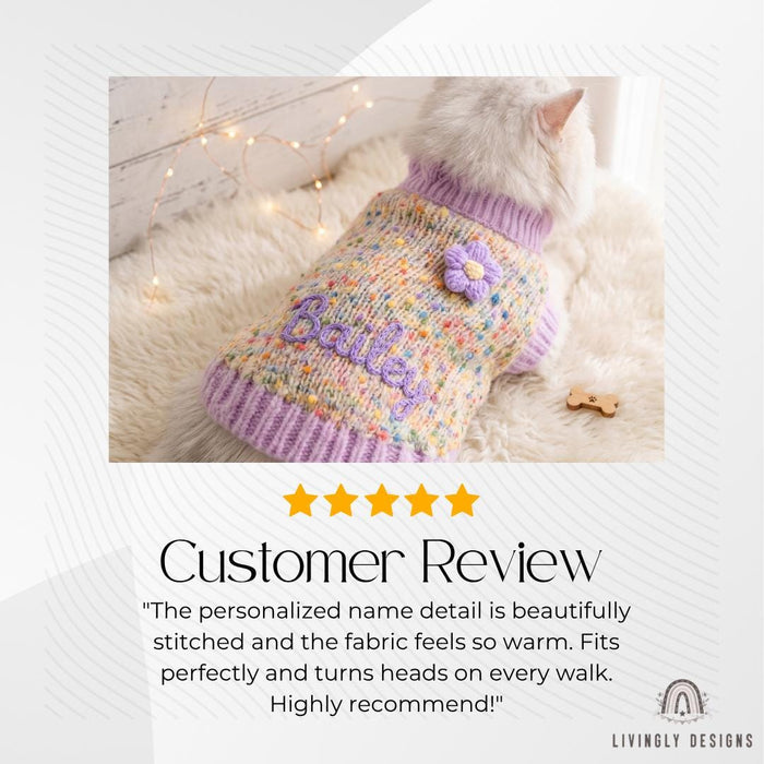 Custom Embroidered Festive Pet Winter Pullover Kitten & Puppy Clothes