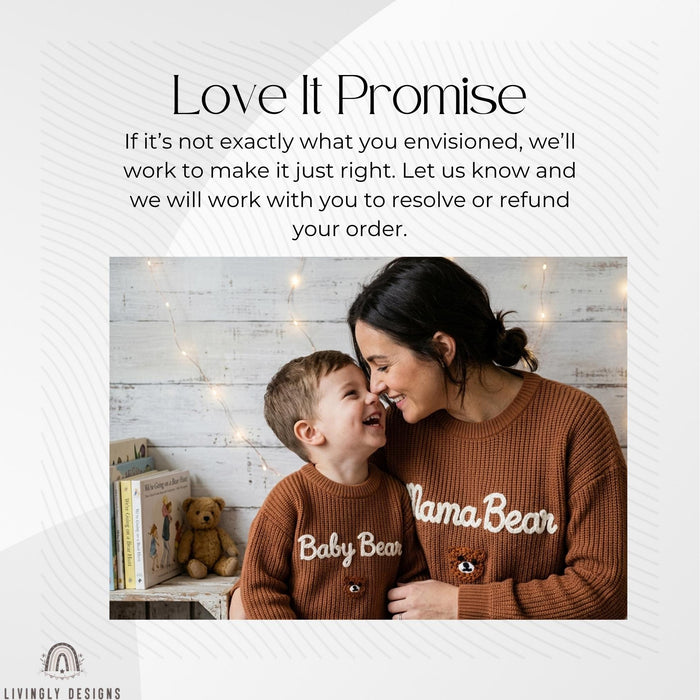 Matching Mama Bear Baby Bear Embroidered Sweaters | Personalized Mom & Baby Cozy Outfit Gift