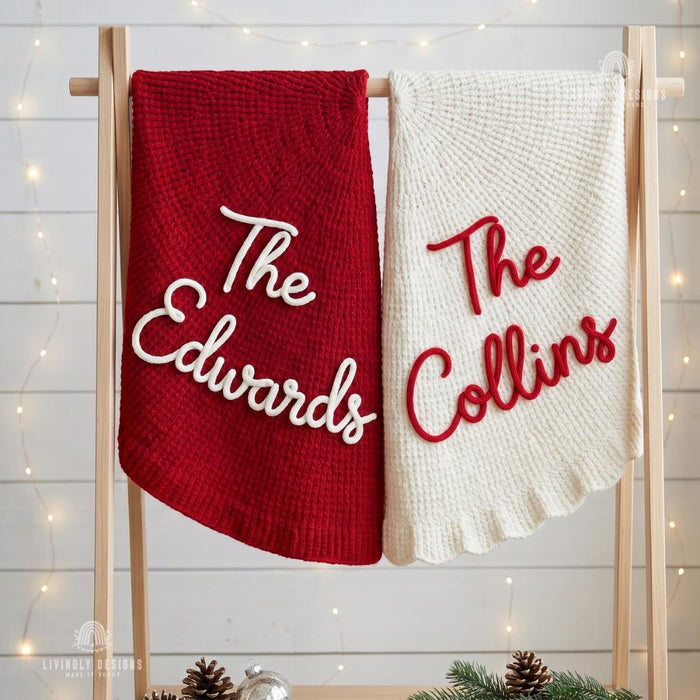 Custom Name Christmas Tree Skirt Holiday Decor
