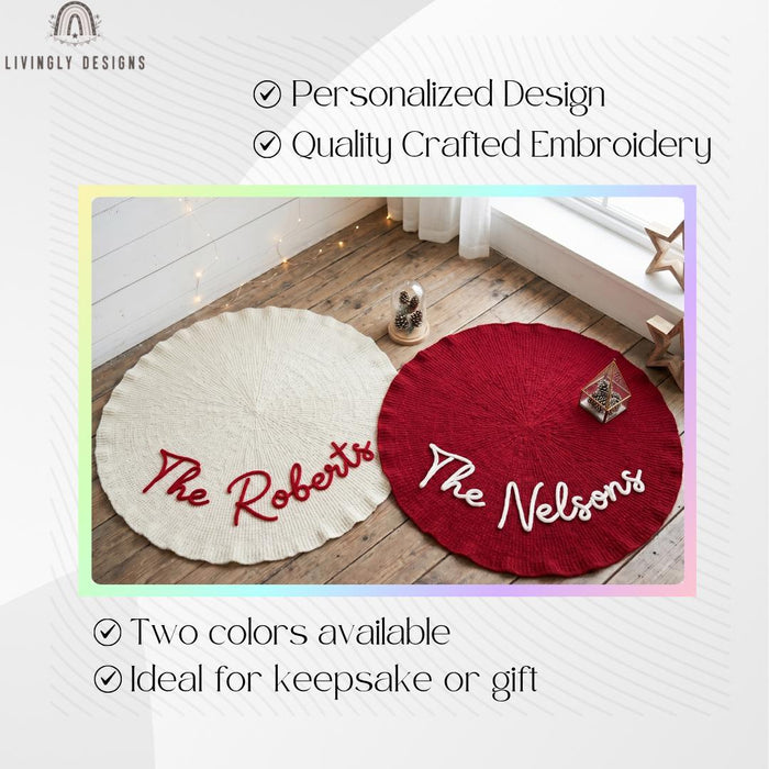 Custom Name Christmas Tree Skirt Holiday Decor