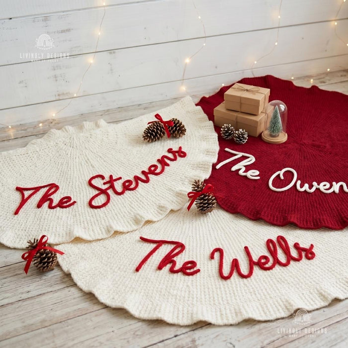 Custom Name Christmas Tree Skirt Holiday Decor