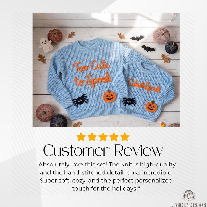 Custom Name or Saying  - Spooky Boo, Tiny Boo Matching Halloween Knit Sweaters