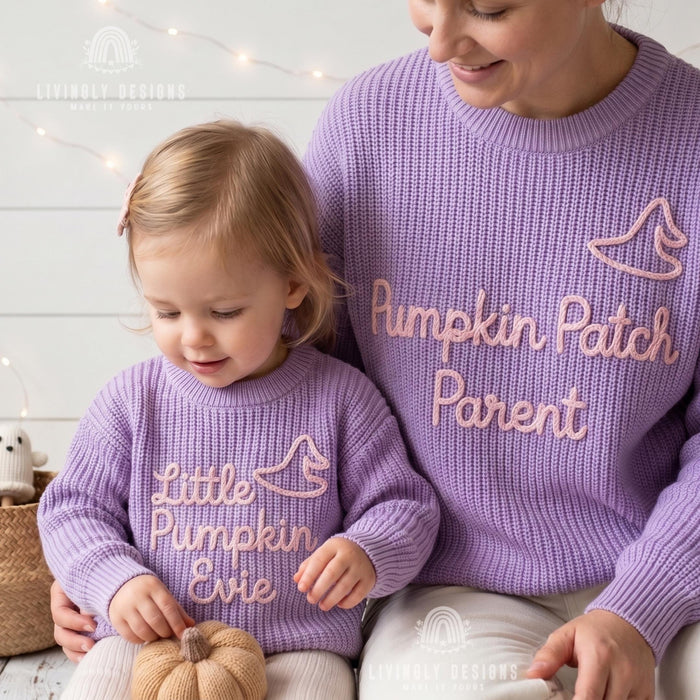 Custom Pumpkin Patch Parent, Little Pumpkin Matching Halloween Parent & Child Sweater
