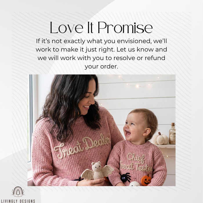 Matching "Treat Dealer, Chief Treat Tester" Halloween Sweater | Parent & Child Knit Jumper