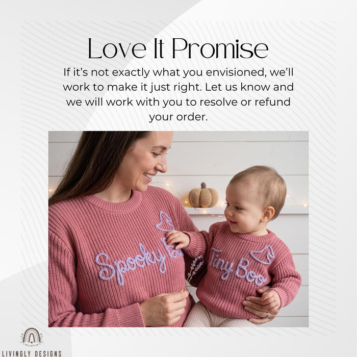 Personalized Spooky Boo, Tiny Boo Matching Halloween Jumpers Parent & Baby Knit Sweater