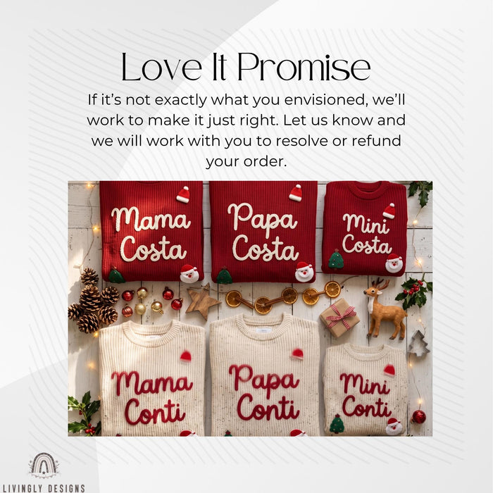 Personalized "Mama, Papa & Mini" Family Christmas Sweaters | Custom Name Embroidered Matching Knit Jumper