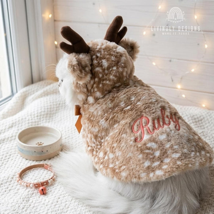 Personalized Reindeer Pet Cloak Winter Cape