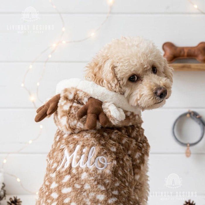 Personalized Reindeer Pet Cloak Winter Cape