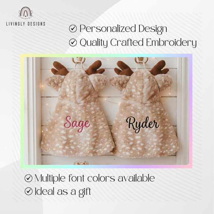 Personalized Reindeer Pet Cloak Winter Cape