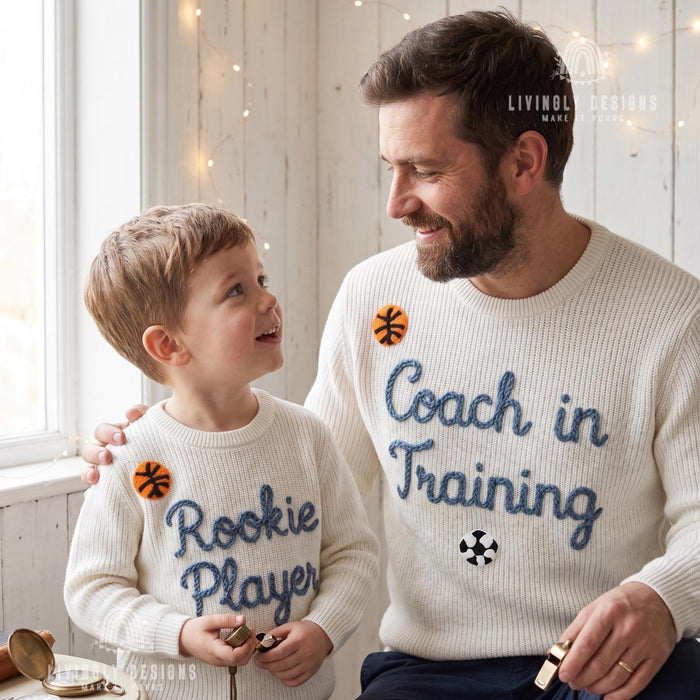 Custom Name Matching Coach in Training, Rookie Player Sweaters Personalized Family Gift