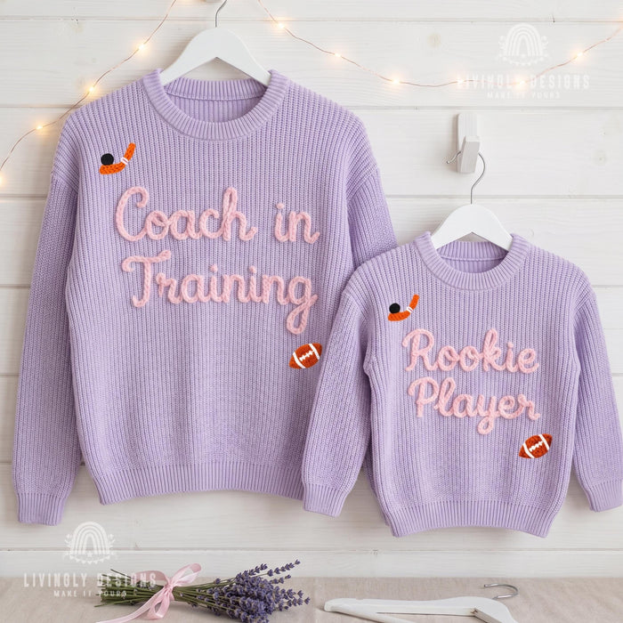 Custom Name Matching Coach in Training, Rookie Player Sweaters Personalized Family Gift
