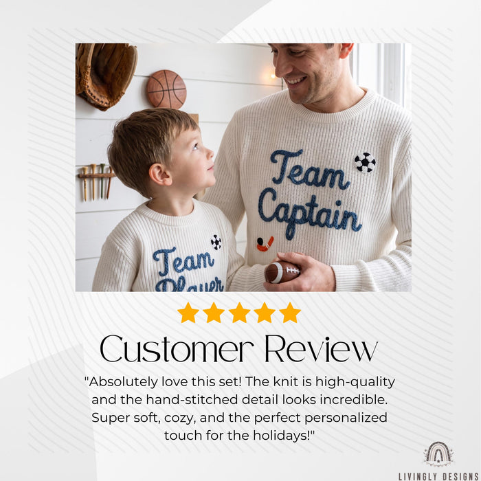 Personalized Team Captain, Team Player Matching Sports Sweaters Custom Cozy Family  Gift