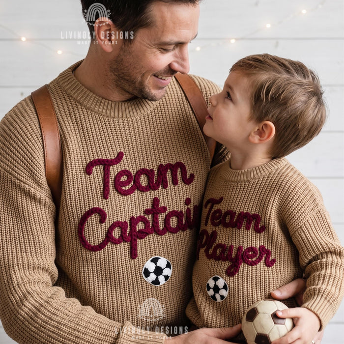 Personalized Team Captain, Team Player Matching Sports Sweaters Custom Cozy Family  Gift