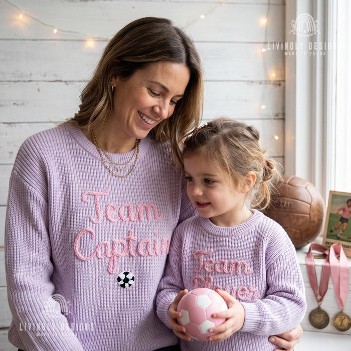 Personalized Team Captain, Team Player Matching Sports Sweaters Custom Cozy Family  Gift