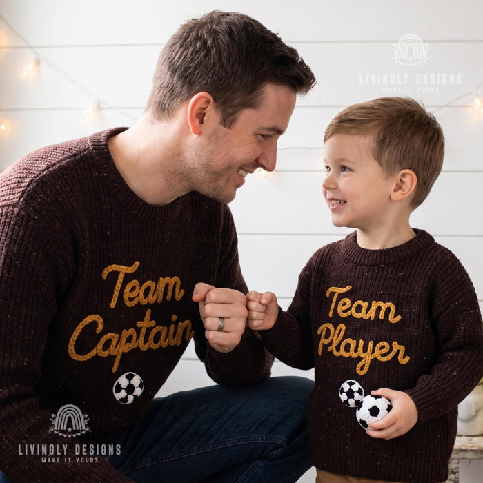 Personalized Team Captain, Team Player Matching Sports Sweaters Custom Cozy Family  Gift