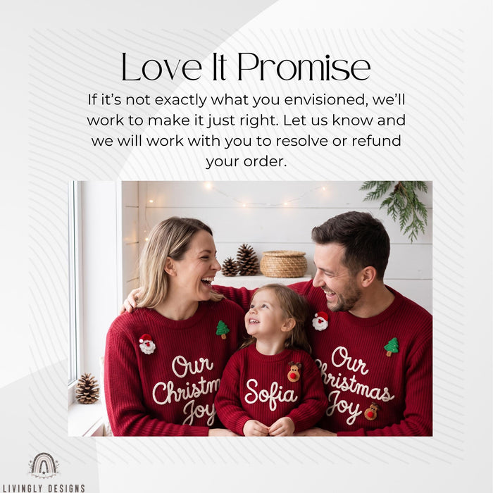 Custom Embroidered Christmas Family Sweaters | Personalized “Our Christmas Joy” Matching Pullovers