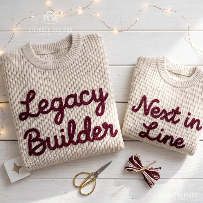 Custom Embroidered Legacy Builder Sweaters | Matching Family & Couple Sweatshirts
