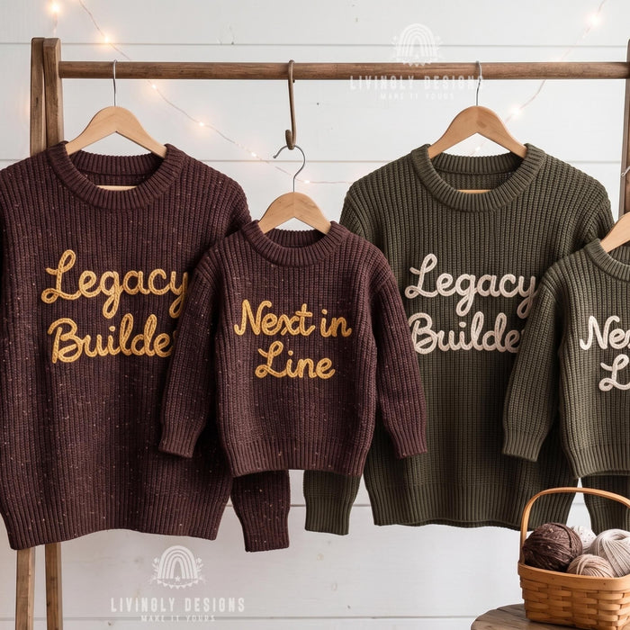Custom Embroidered Legacy Builder Sweaters | Matching Family & Couple Sweatshirts